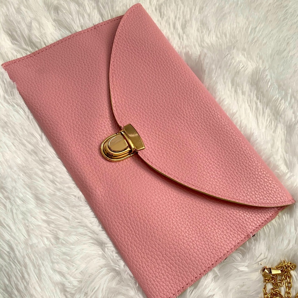 Pink envelope clutch